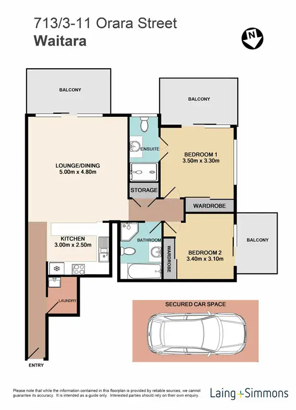 Floorplan of Homely apartment listing, 713/3-11 Orara Street, Waitara NSW 2077