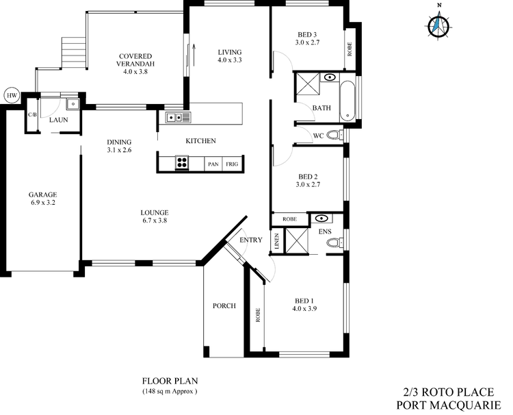 Floorplan of Homely villa listing, 2/3 Roto Place, Port Macquarie NSW 2444