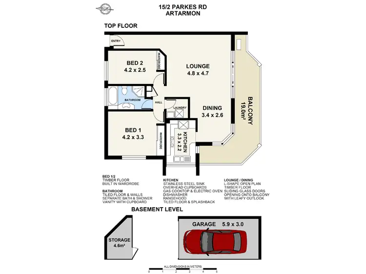 Floorplan of Homely unit listing, 15/2 Parkes Road, Artarmon NSW 2064