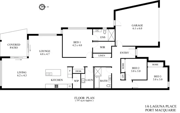 Floorplan of Homely villa listing, 1/6 Laguna Place, Port Macquarie NSW 2444