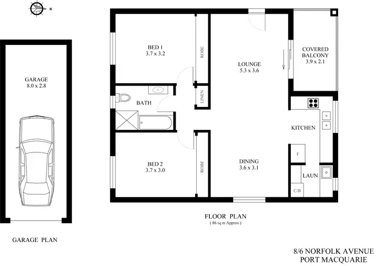 Floorplan of Homely unit listing, 8/6 Norfolk Avenue, Port Macquarie NSW 2444