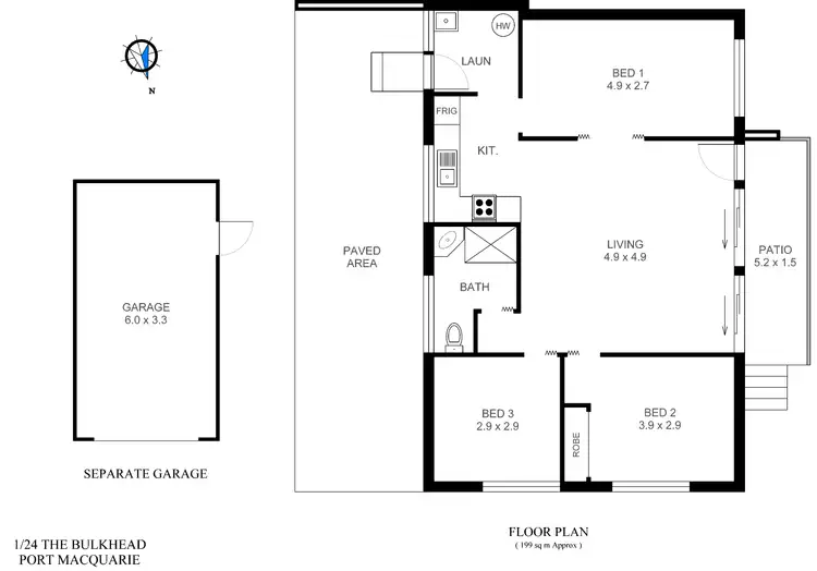 Floorplan of Homely villa listing, 1/24 The Bulkhead, Port Macquarie NSW 2444