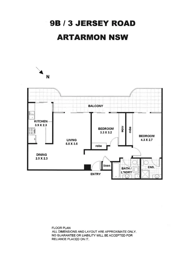 Floorplan of Homely unit listing, 9B/3 Jersey Road, Artarmon NSW 2064
