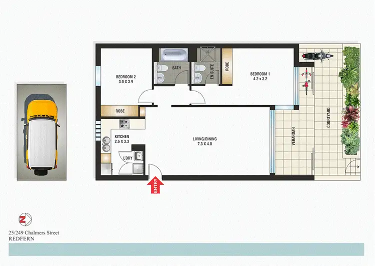 Floorplan of Homely apartment listing, 25/249-259 Chalmers Street, Redfern NSW 2016