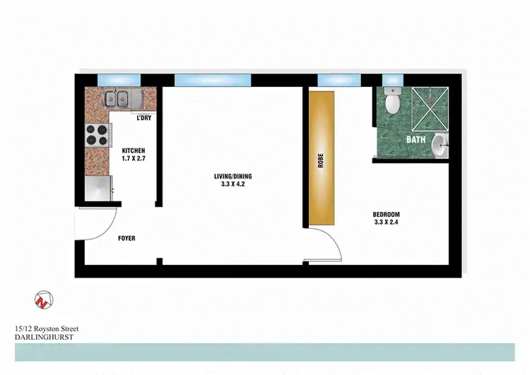 Floorplan of Homely apartment listing, 15/12 Royston Street, Darlinghurst NSW 2010