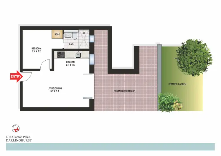 Floorplan of Homely apartment listing, 1/14 Clapton Place, Darlinghurst NSW 2010