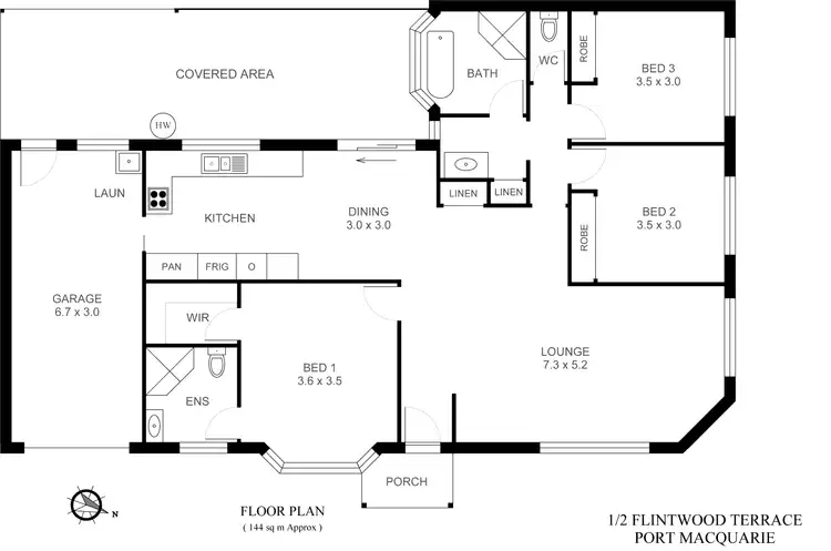 Floorplan of Homely villa listing, 1/2 Flintwood Terrace, Port Macquarie NSW 2444