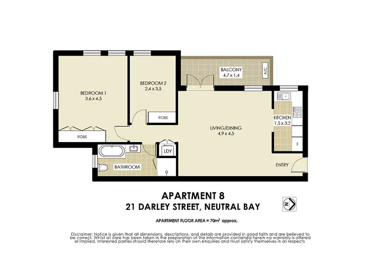 Floorplan of Homely apartment listing, 8/21 Darley Street, Neutral Bay NSW 2089