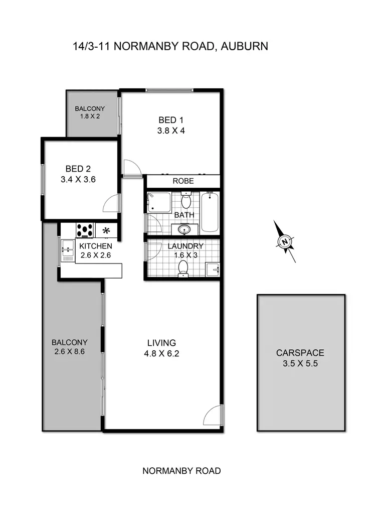 Floorplan of Homely unit listing, 14/3-11 Normanby Road, Auburn NSW 2144