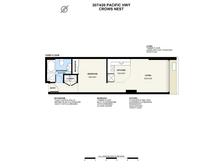 Floorplan of Homely studio listing, 307/402-420 Pacific Highway, Crows Nest NSW 2065
