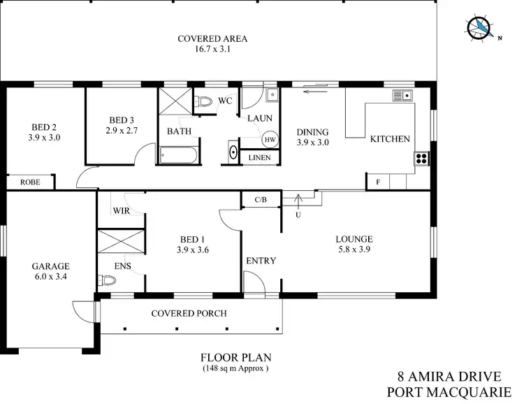 Floorplan of Homely house listing, 8 Amira Drive, Port Macquarie NSW 2444