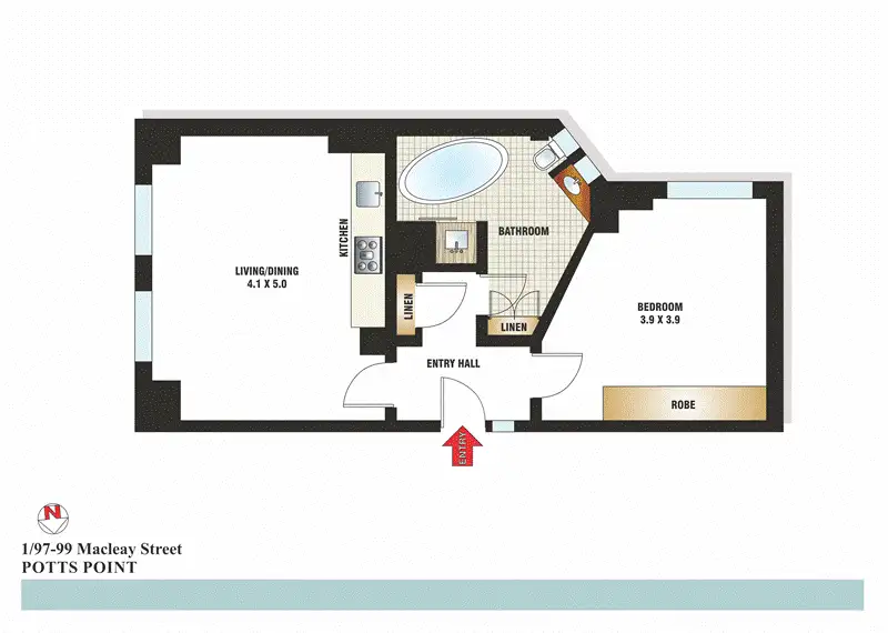 Floorplan of Homely apartment listing, 1/97-99 Macleay Street, Potts Point NSW 2011