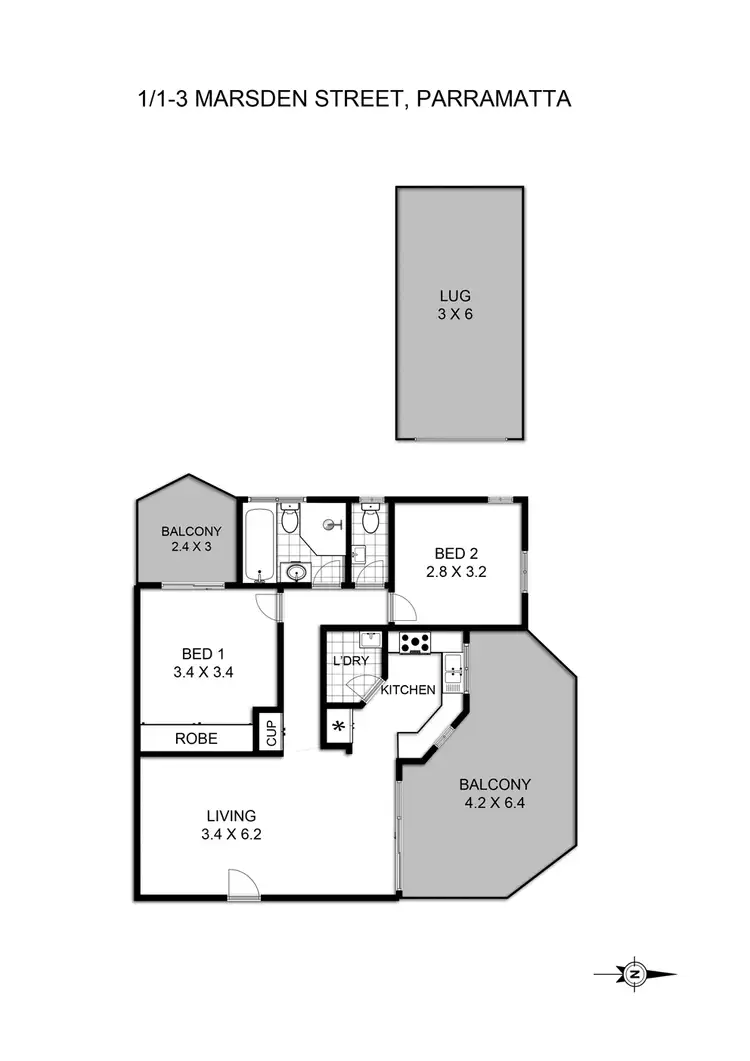 Floorplan of Homely unit listing, 1/3-5 Marsden Street, Granville NSW 2142