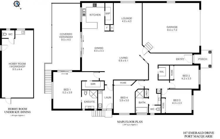 Floorplan of Homely house listing, 107 Emerald Drive, Port Macquarie NSW 2444