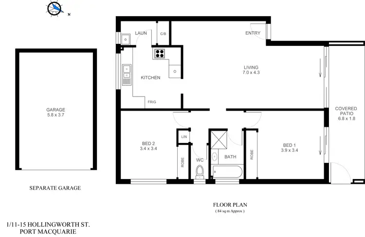 Floorplan of Homely unit listing, 1/11-15 Hollingworth Street, Port Macquarie NSW 2444