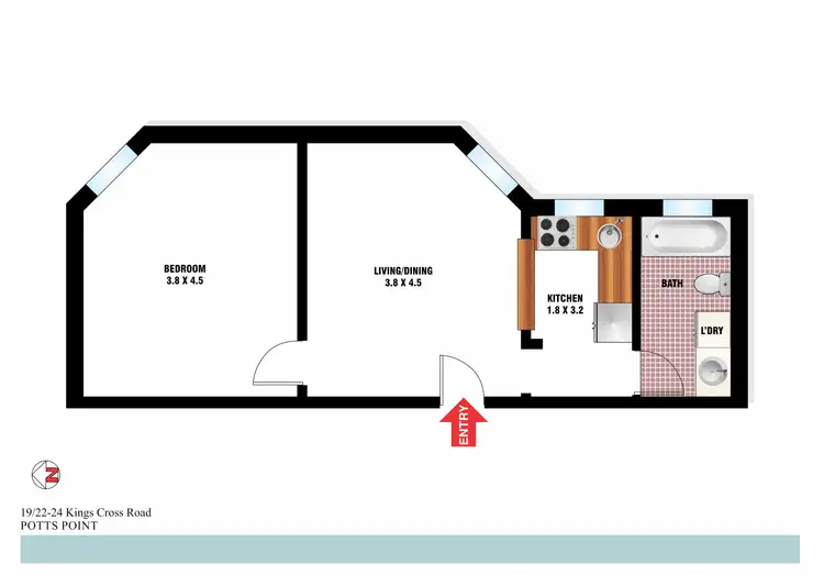 Floorplan of Homely apartment listing, 19/22-24 Kings Cross Road, Potts Point NSW 2011