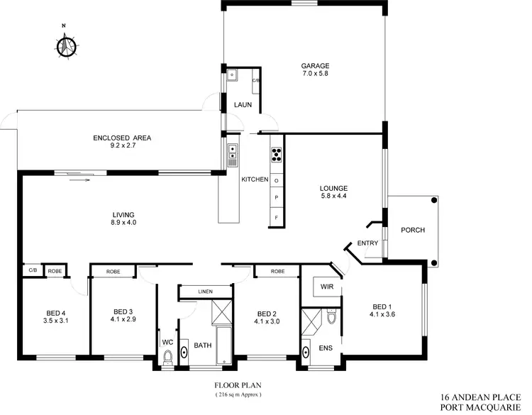 Floorplan of Homely house listing, 16 Andean Place, Port Macquarie NSW 2444