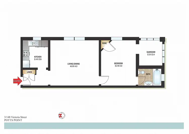 Floorplan of Homely apartment listing, 3/148 Victoria Street, Potts Point NSW 2011