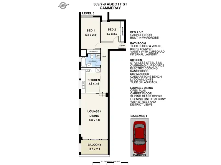 Floorplan of Homely unit listing, 309/7-9 Abbott Street, Cammeray NSW 2062