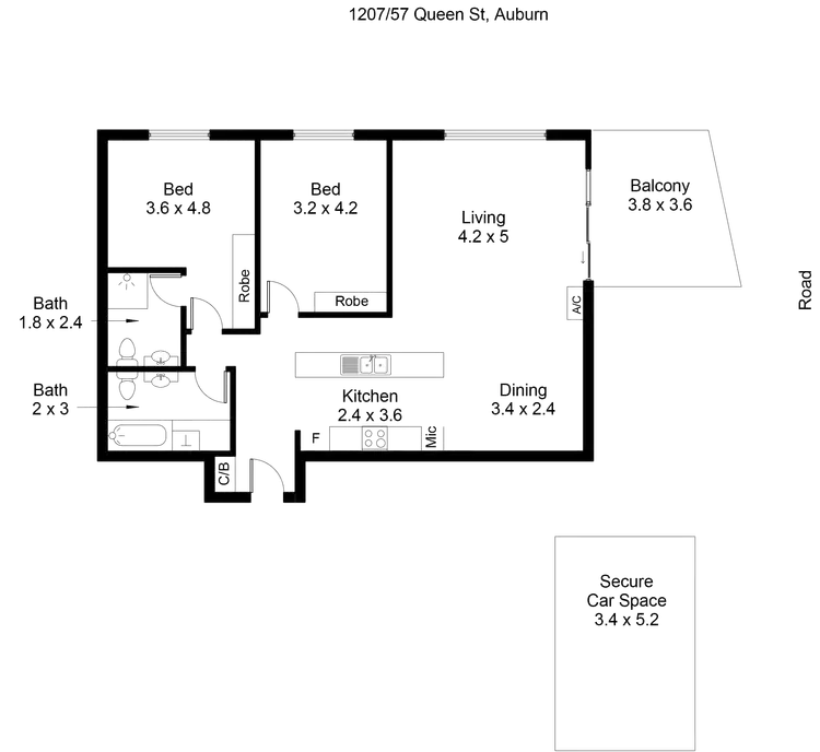 Floorplan of Homely unit listing, 1207/57-59 Queen Street, Auburn NSW 2144