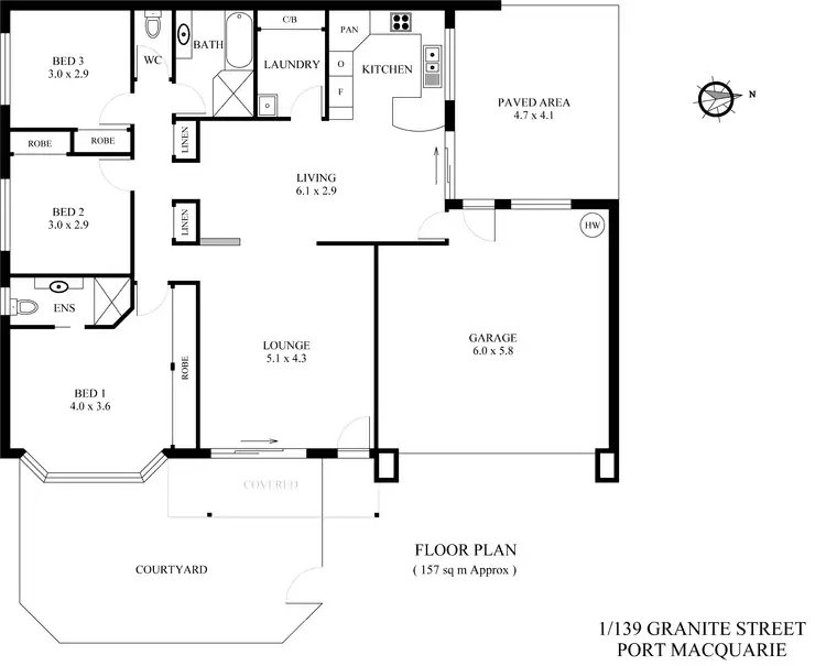 Floorplan of Homely villa listing, 1/139 Granite Street, Port Macquarie NSW 2444