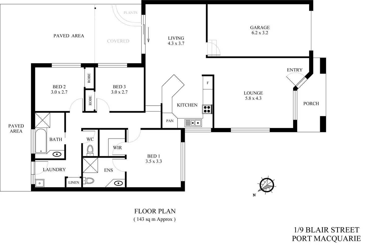 Floorplan of Homely unit listing, 1/9 Blair Street, Port Macquarie NSW 2444