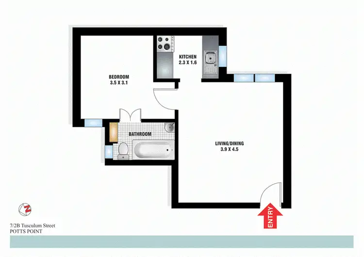 Floorplan of Homely apartment listing, 7/2B Tusculum Street, Potts Point NSW 2011