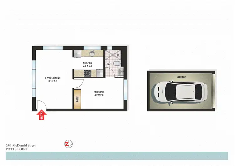 Floorplan of Homely apartment listing, 65/1 McDonald Street, Potts Point NSW 2011