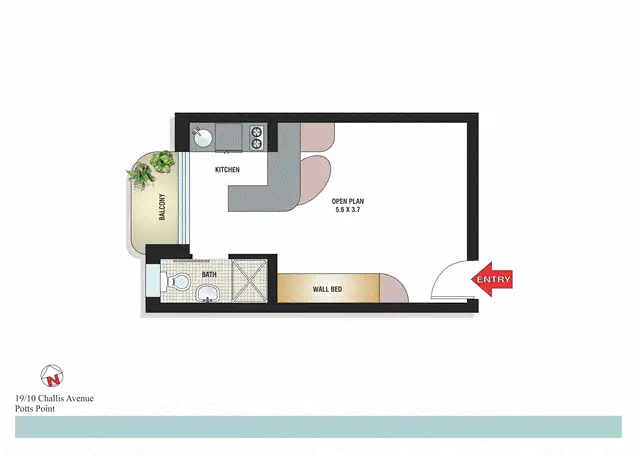 Floorplan of Homely studio listing, 19/10 Challis Avenue, Potts Point NSW 2011