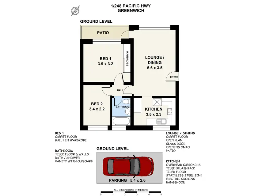 Floorplan of Homely unit listing, 1/248 Pacific Highway, Greenwich NSW 2065