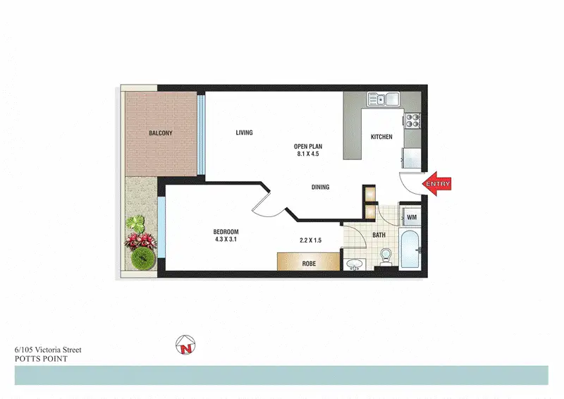 Floorplan of Homely apartment listing, 6/105 Victoria Street, Potts Point NSW 2011
