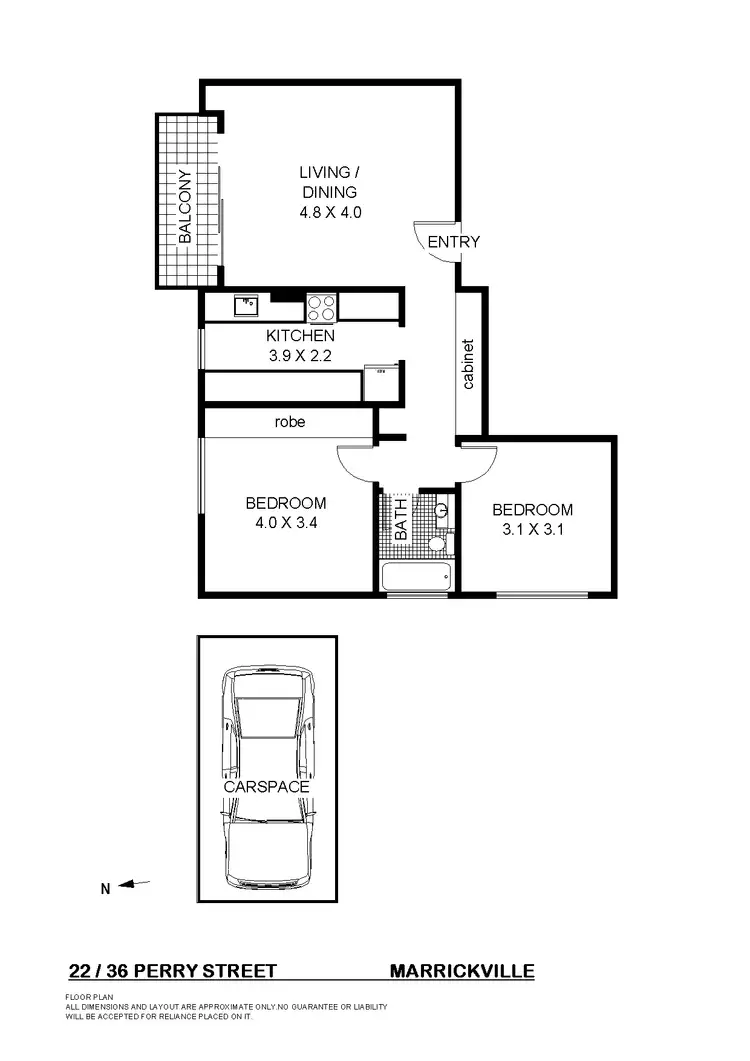 Floorplan of Homely apartment listing, 22/36 Perry St, Marrickville NSW 2204