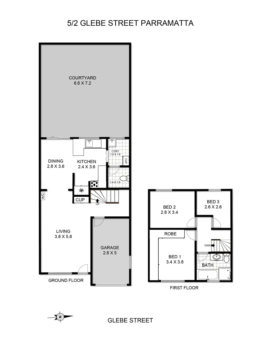 Floorplan of Homely townhouse listing, 5/2 Glebe Street, Parramatta NSW 2150