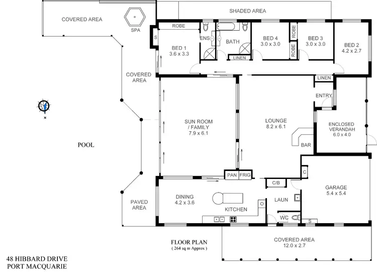 Floorplan of Homely house listing, 48 Hibbard Drive, Port Macquarie NSW 2444