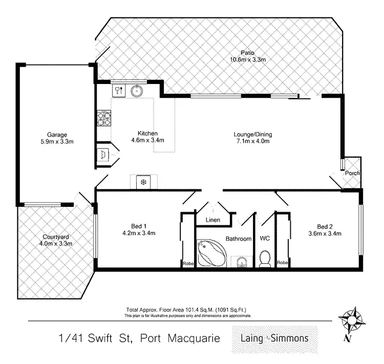 Floorplan of Homely villa listing, 1/41 Swift Street, Port Macquarie NSW 2444