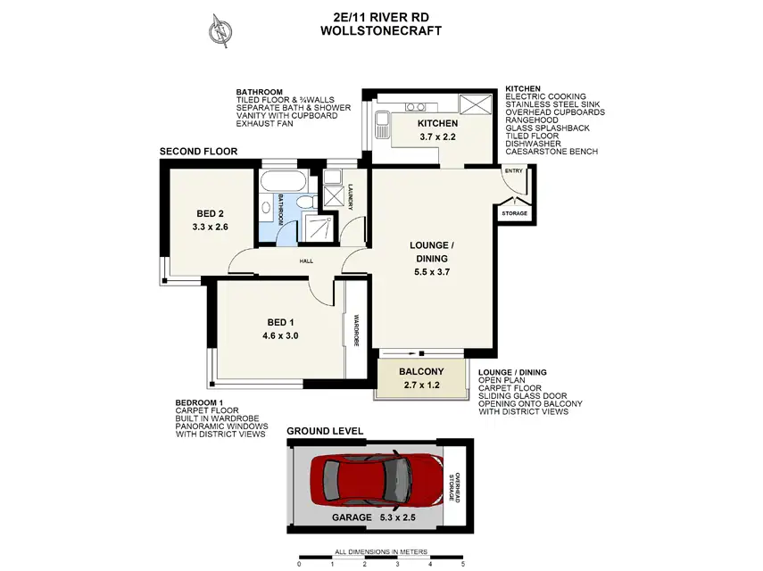 Floorplan of Homely unit listing, 2E/11 River Road, Wollstonecraft NSW 2065
