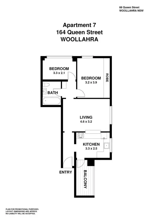 Floorplan of Homely apartment listing, 7/164 Queen Street, Woollahra NSW 2025
