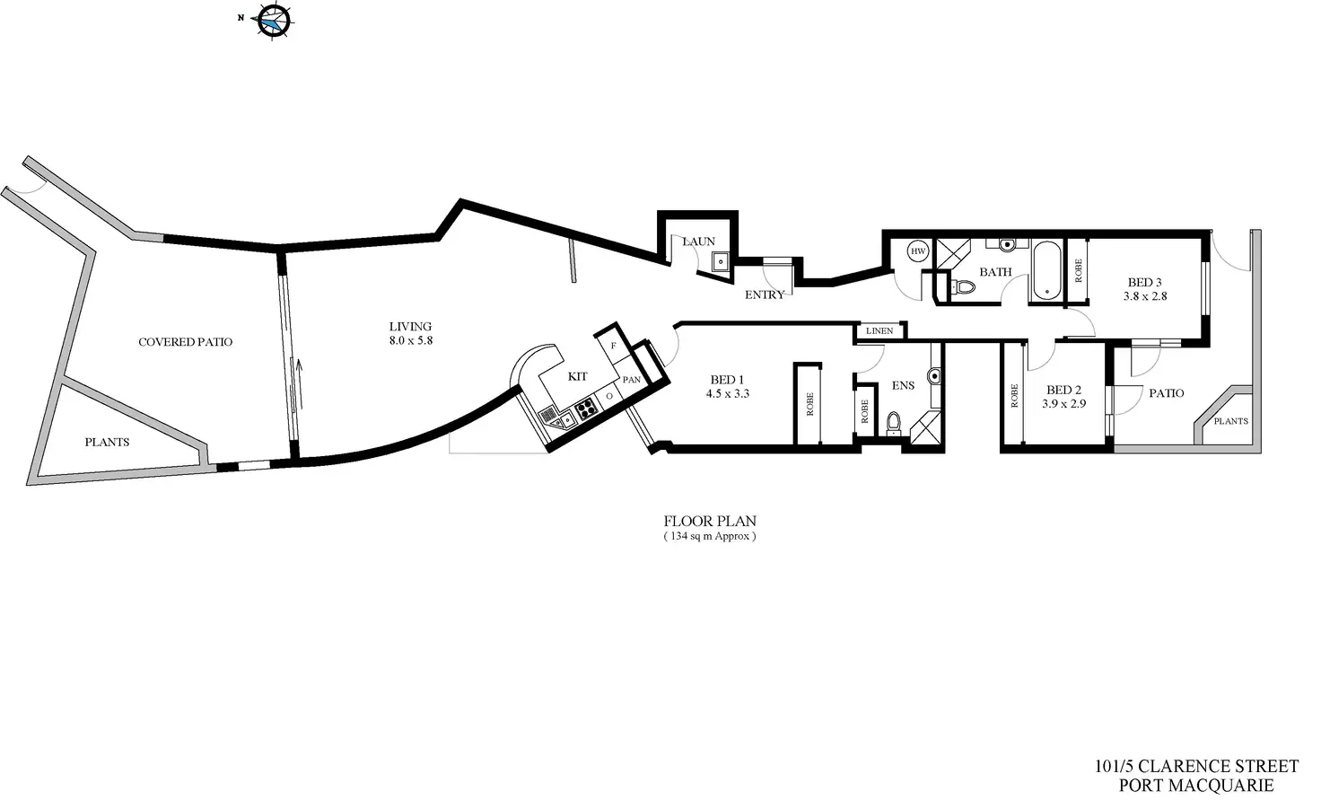 Floorplan of Homely unit listing, 101/5 Clarence Street, Port Macquarie NSW 2444
