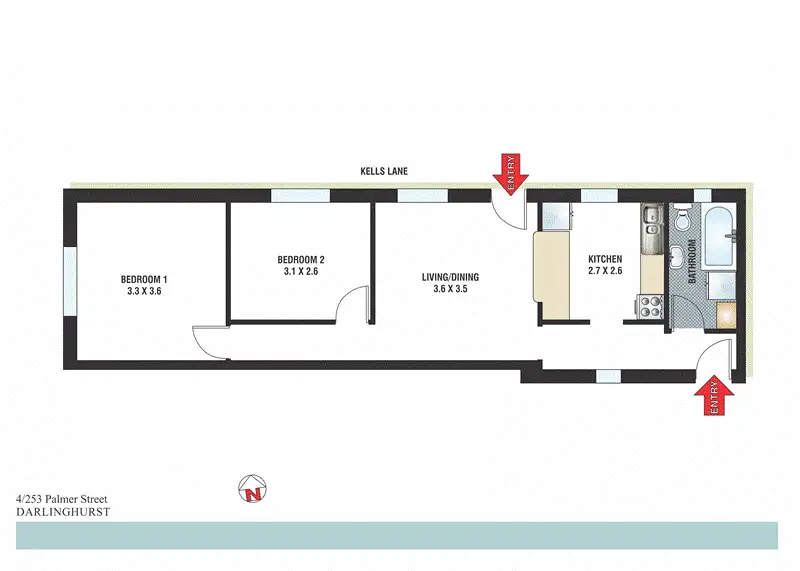 Floorplan of Homely apartment listing, 4/253 Palmer Street, Darlinghurst NSW 2010