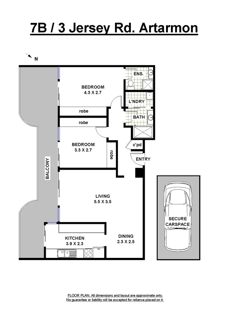Floorplan of Homely unit listing, 7B/3 Jersey Road, Artarmon NSW 2064