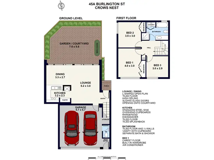Floorplan of Homely semi-detached listing, 45A Burlington Street, Crows Nest NSW 2065