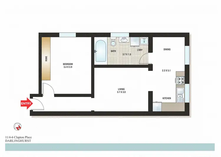 Floorplan of Homely apartment listing, 11/4 Clapton Place, Darlinghurst NSW 2010