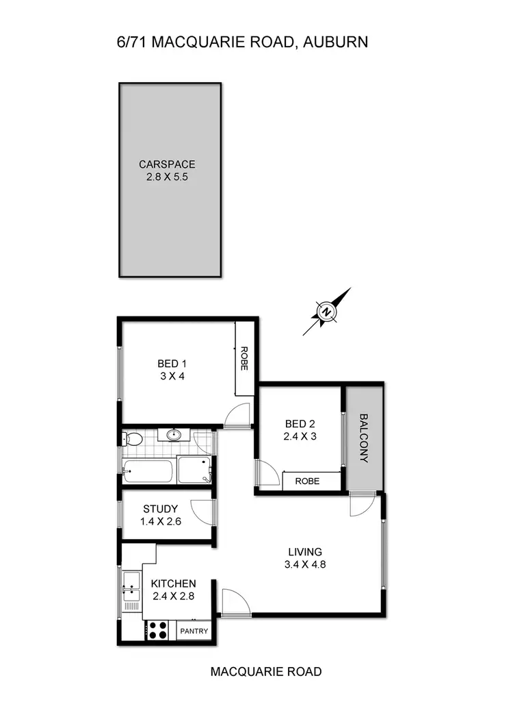 Floorplan of Homely unit listing, 6/71 Macquarie Road, Auburn NSW 2144