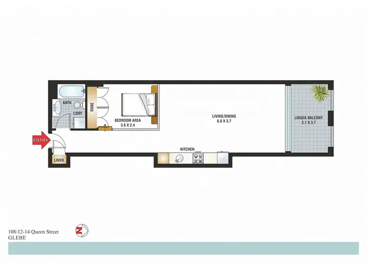 Floorplan of Homely apartment listing, 108/12-14 Queen Street, Glebe NSW 2037