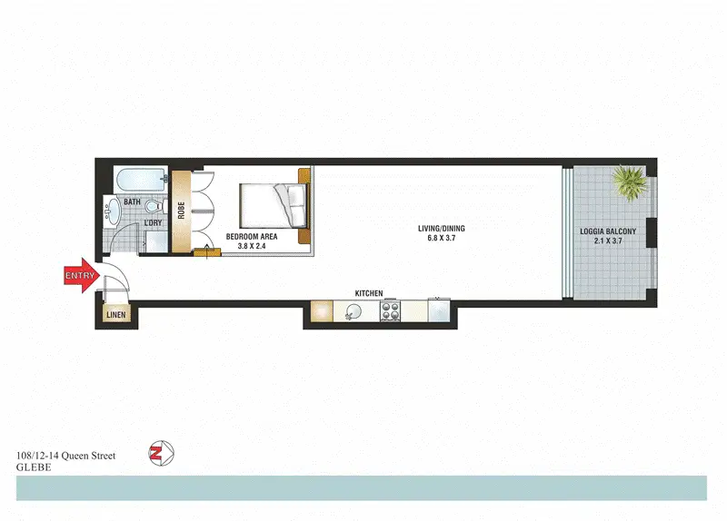 Floorplan of Homely apartment listing, 108/12-14 Queen Street, Glebe NSW 2037