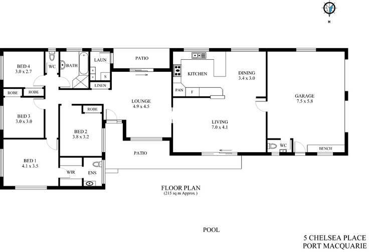 Floorplan of Homely house listing, 5 Chelsea Place, Port Macquarie NSW 2444