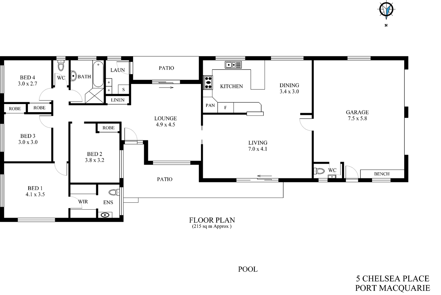 Floorplan of Homely house listing, 5 Chelsea Place, Port Macquarie NSW 2444