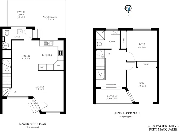 Floorplan of Homely townhouse listing, 2/170 Pacific Drive, Port Macquarie NSW 2444