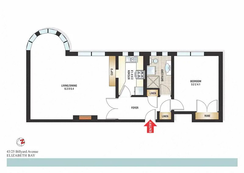 Floorplan of Homely apartment listing, 43/25 Billyard Avenue, Elizabeth Bay NSW 2011
