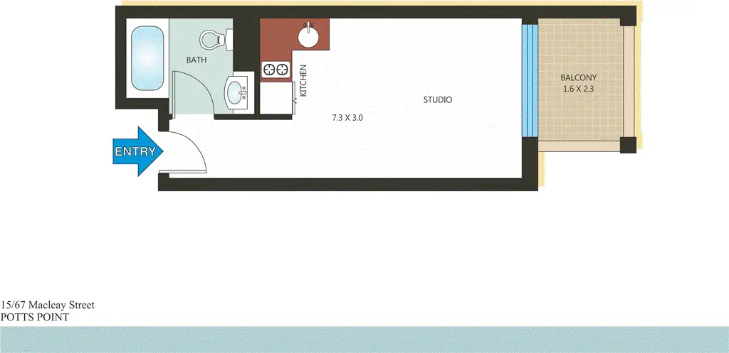 Floorplan of Homely studio listing, 15/67 Macleay Street, Potts Point NSW 2011